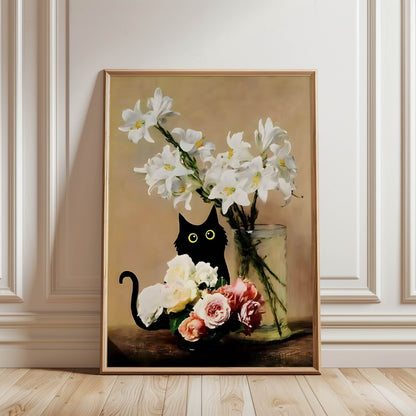 Cat White Lilies