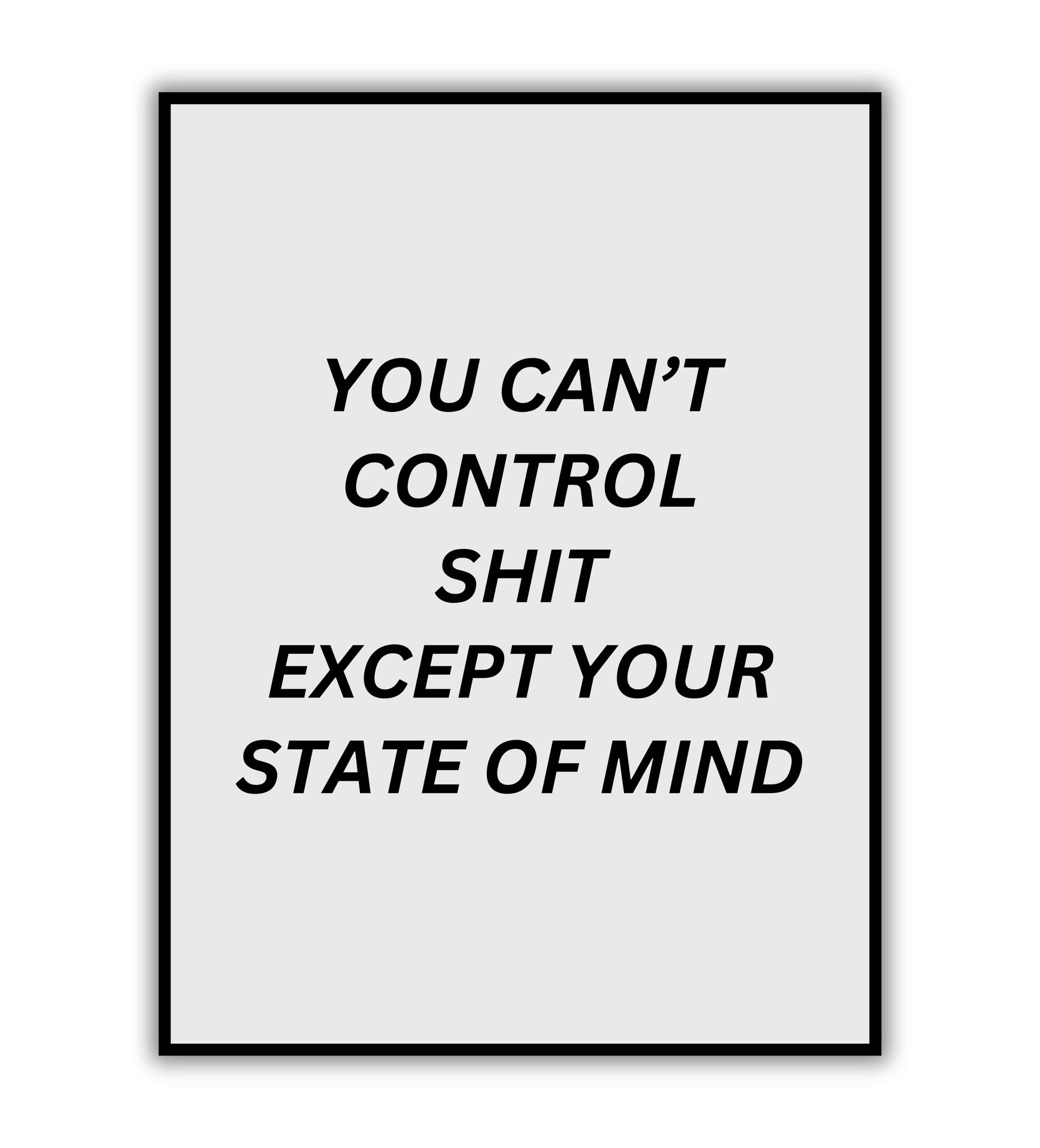 You can't control shit except your state of mind" typographic motivational poster