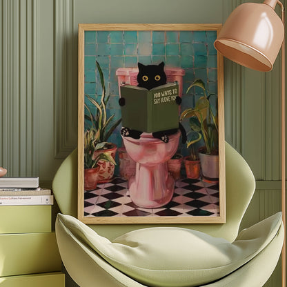 Cat Reading Book