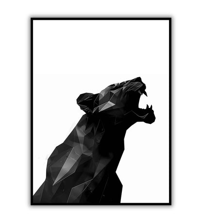 Lioness roaring" abstract animal poster