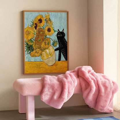Cat Van Gogh Sunflowers