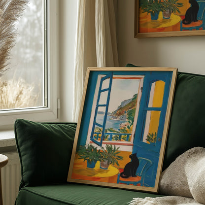 Cat Blue Window