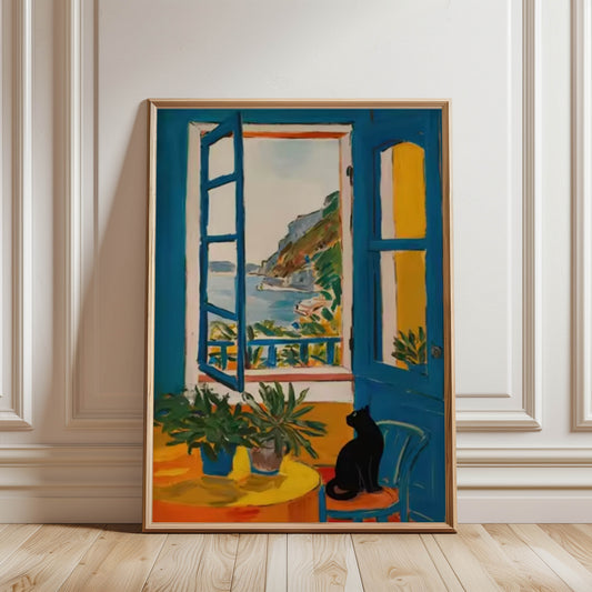 Cat Blue Window
