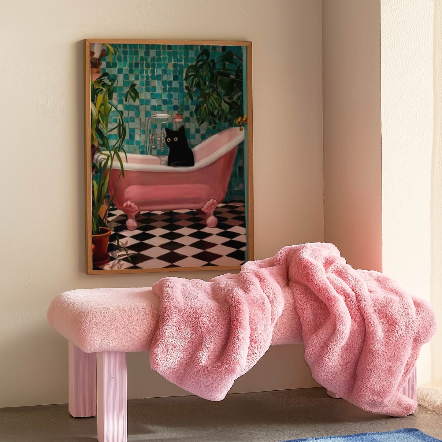 Cat Pink Bathtub