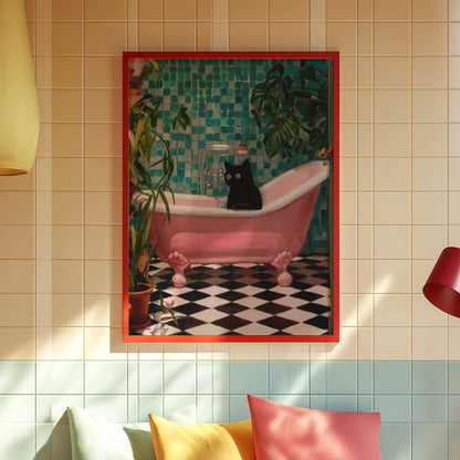 Cat Pink Bathtub