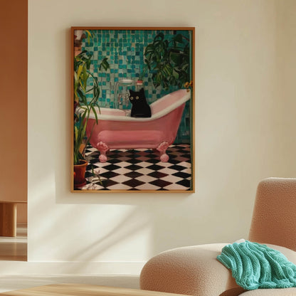 Cat Pink Bathtub