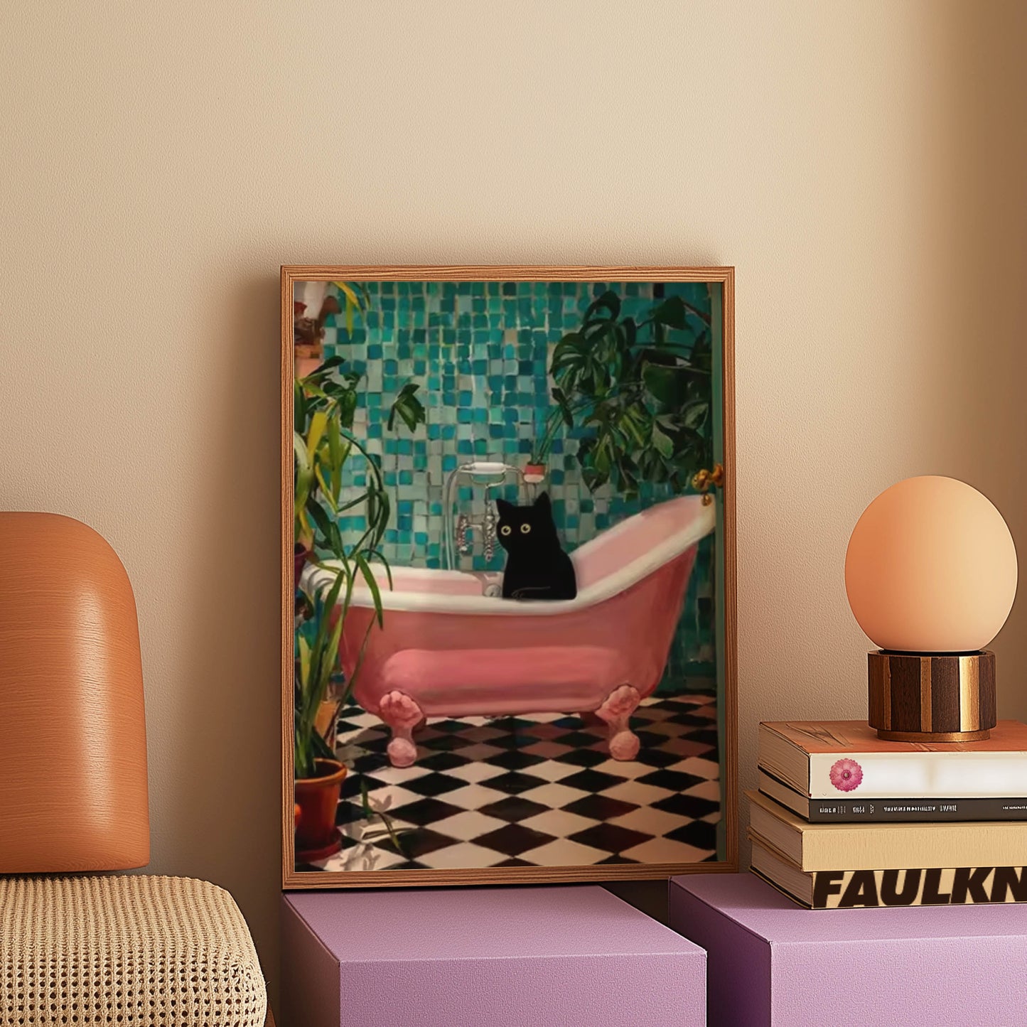 Cat Pink Bathtub