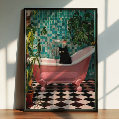 Cat Pink Bathtub