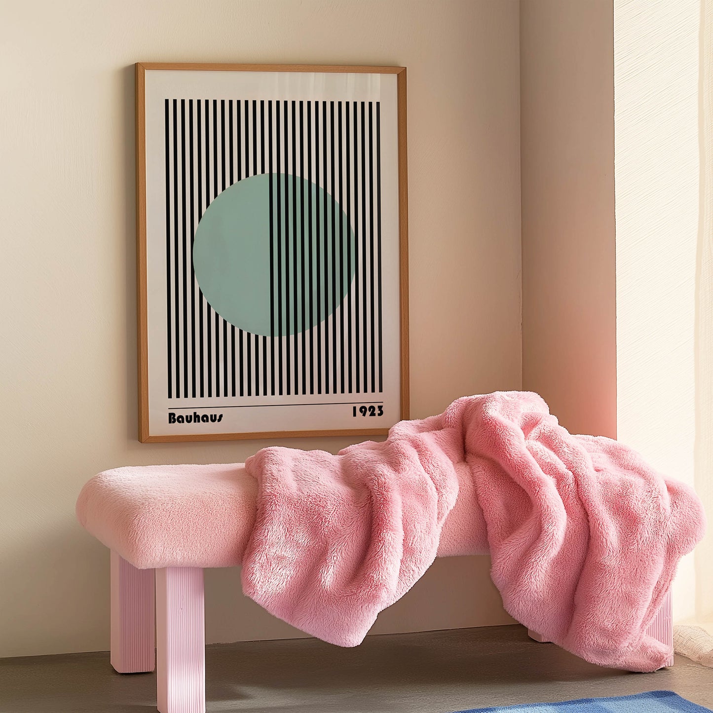 Bauhaus 1923 Teal Circle Stripes