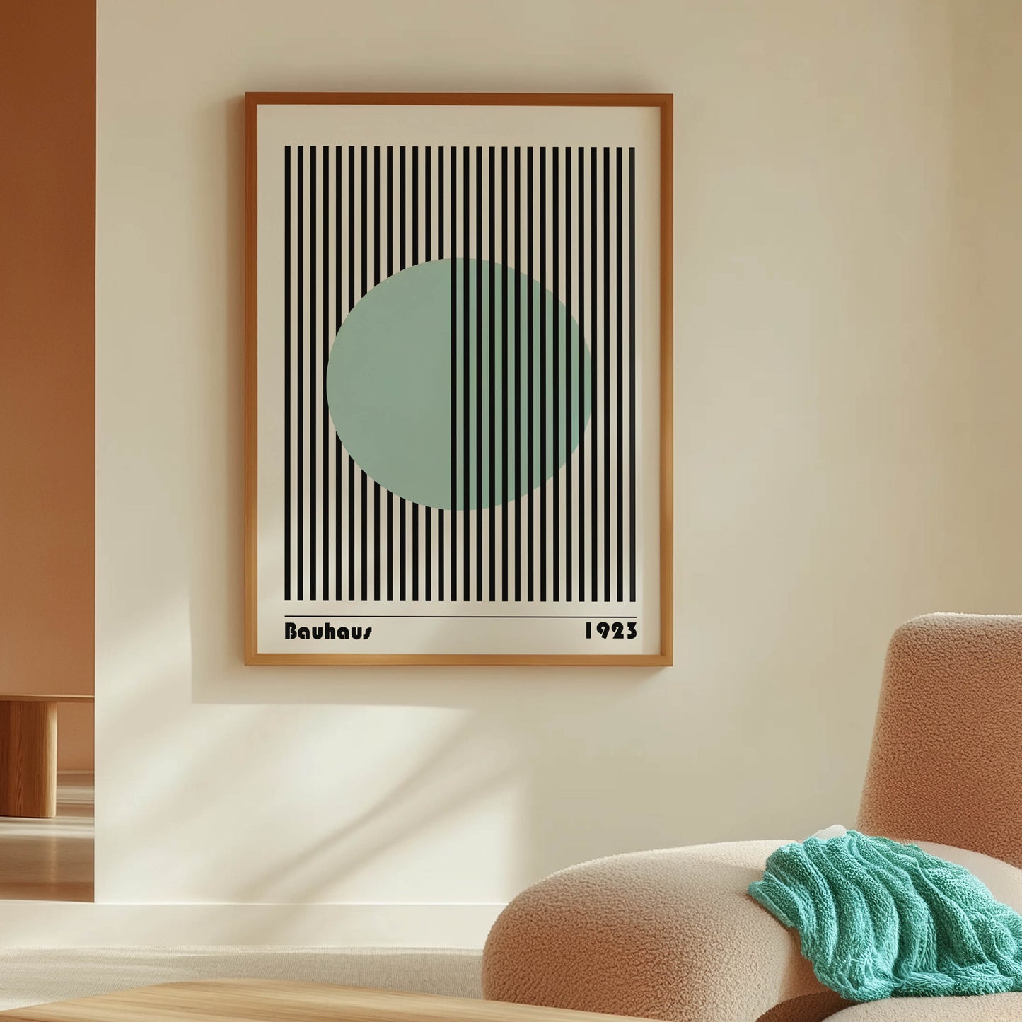 Bauhaus 1923 Teal Circle Stripes