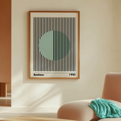 Bauhaus 1923 Teal Circle Stripes