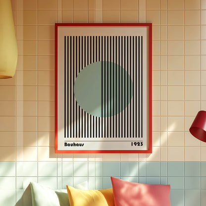 Bauhaus 1923 Teal Circle Stripes