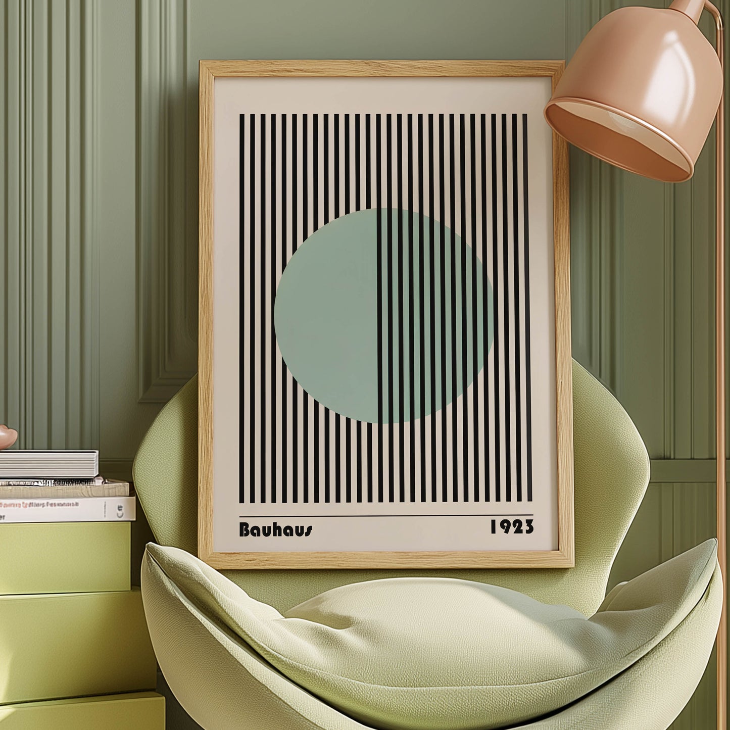Bauhaus 1923 Teal Circle Stripes