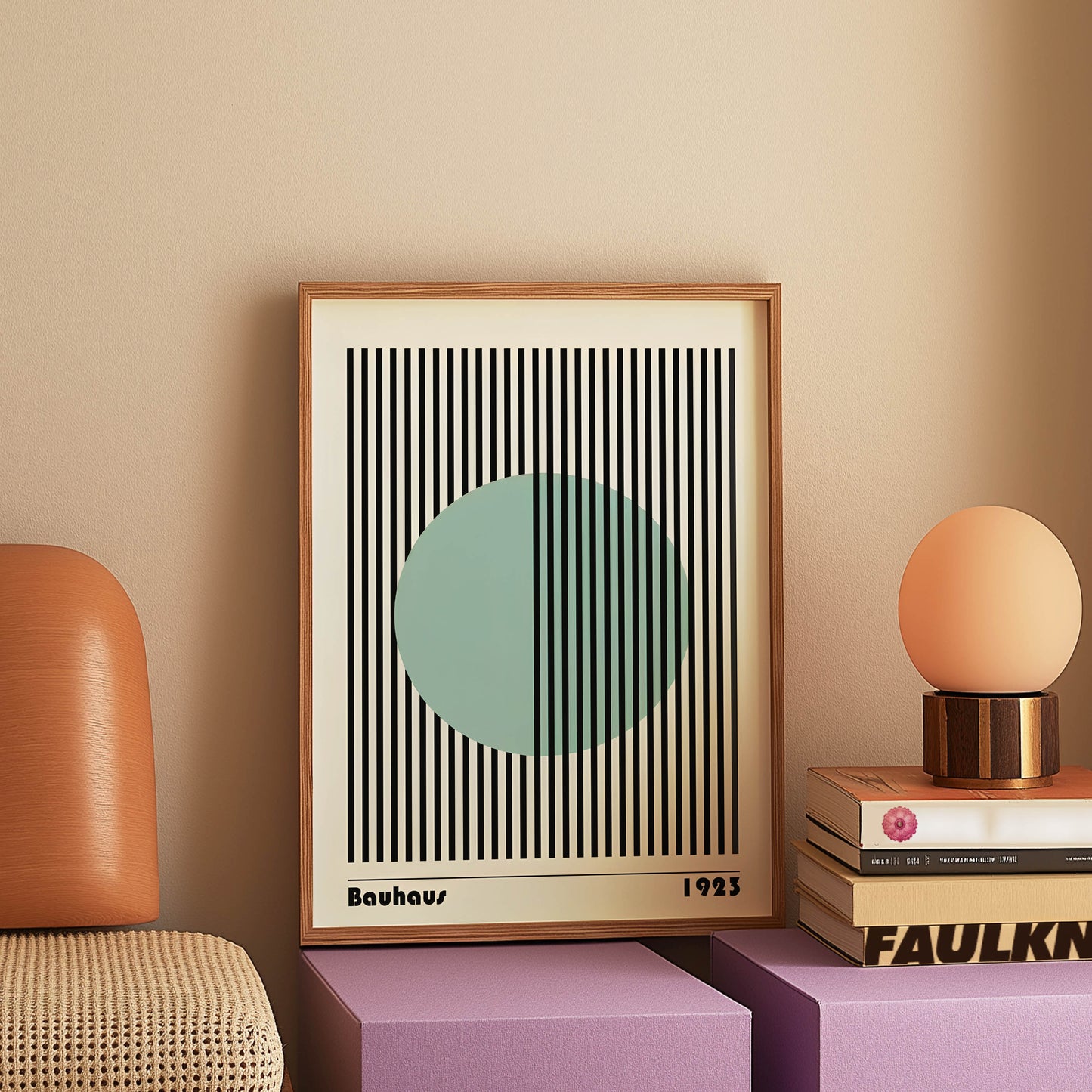Bauhaus 1923 Teal Circle Stripes