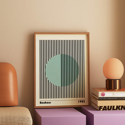 Bauhaus 1923 Teal Circle Stripes