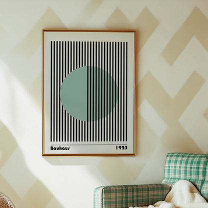 Bauhaus 1923 Teal Circle Stripes