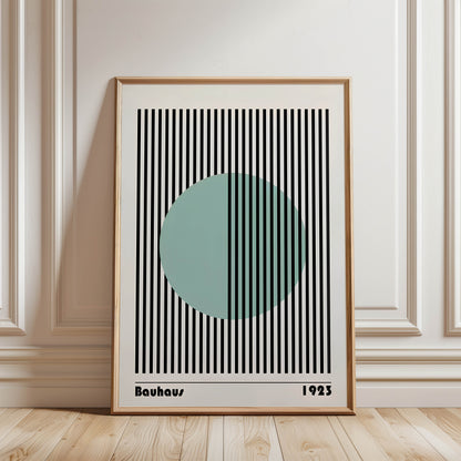 Bauhaus 1923 Teal Circle Stripes