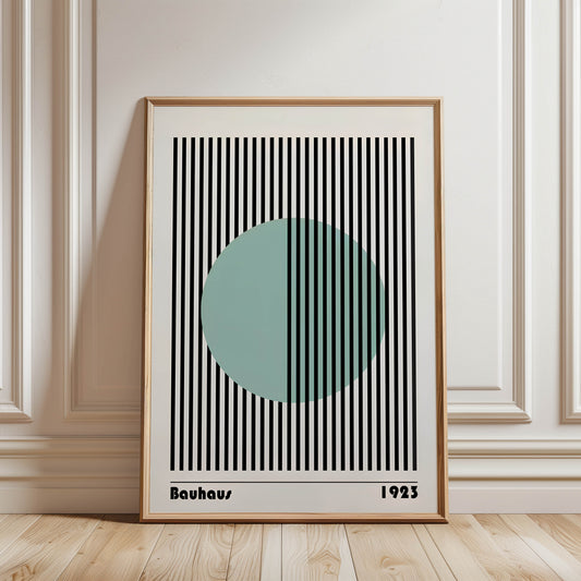 Bauhaus 1923 Teal Circle Stripes