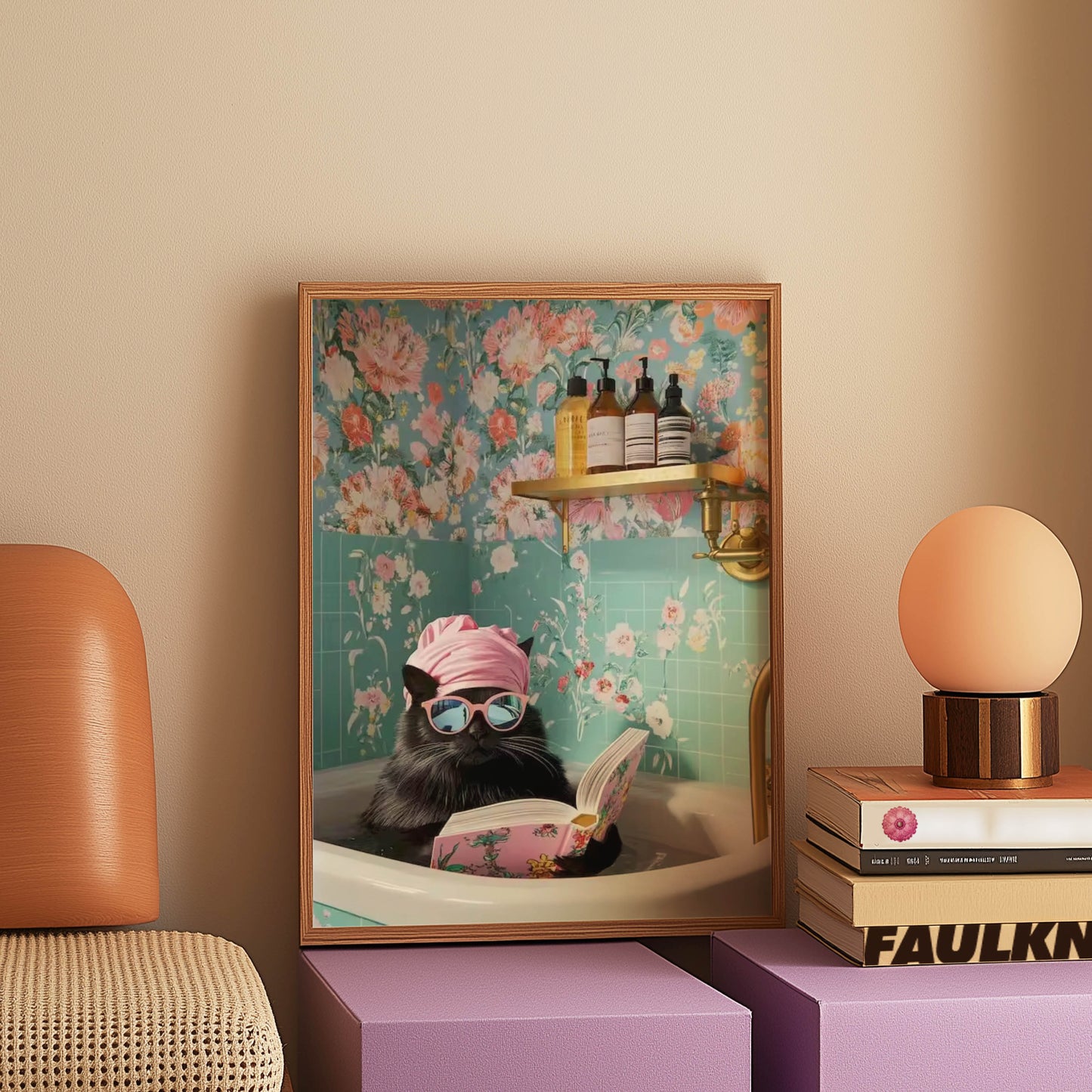 Glamour Cat Teal Bath