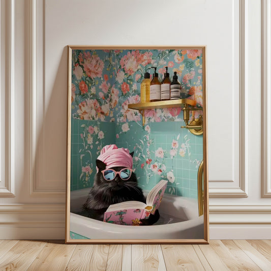Glamour Cat Teal Bath