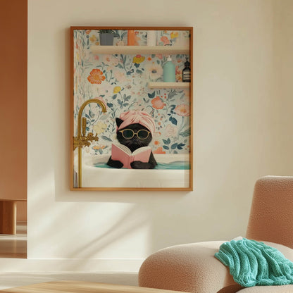 Cat Reading Gold Glasses