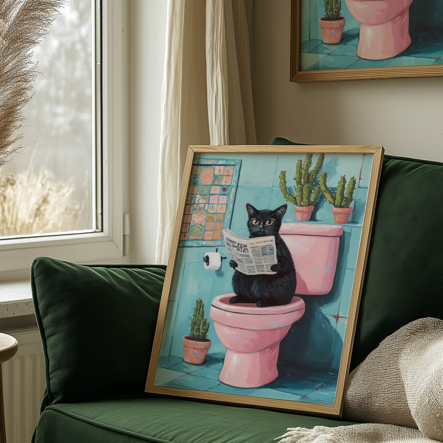 Cat Newspaper Pink Loo