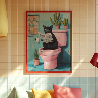 Cat Newspaper Pink Loo