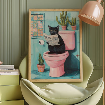 Cat Newspaper Pink Loo
