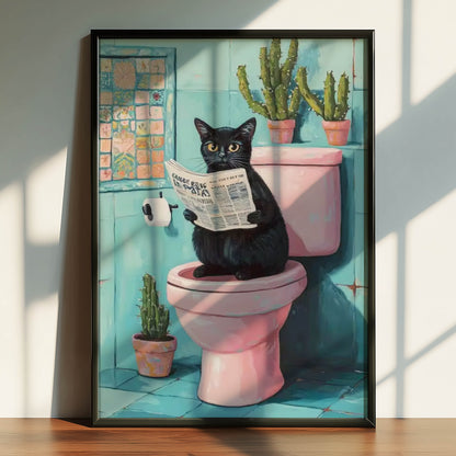 Cat Newspaper Pink Loo