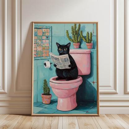 Cat Newspaper Pink Loo