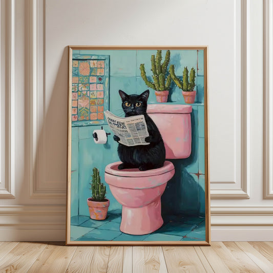 Cat Newspaper Pink Loo