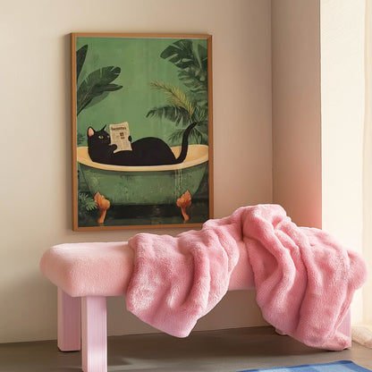 Cat Reading in Tub