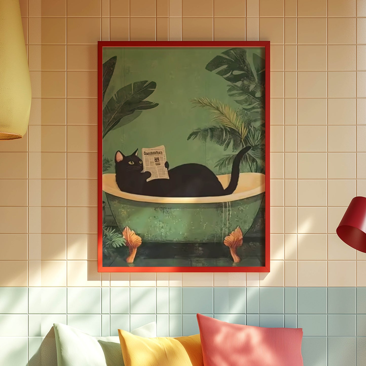 Cat Reading in Tub