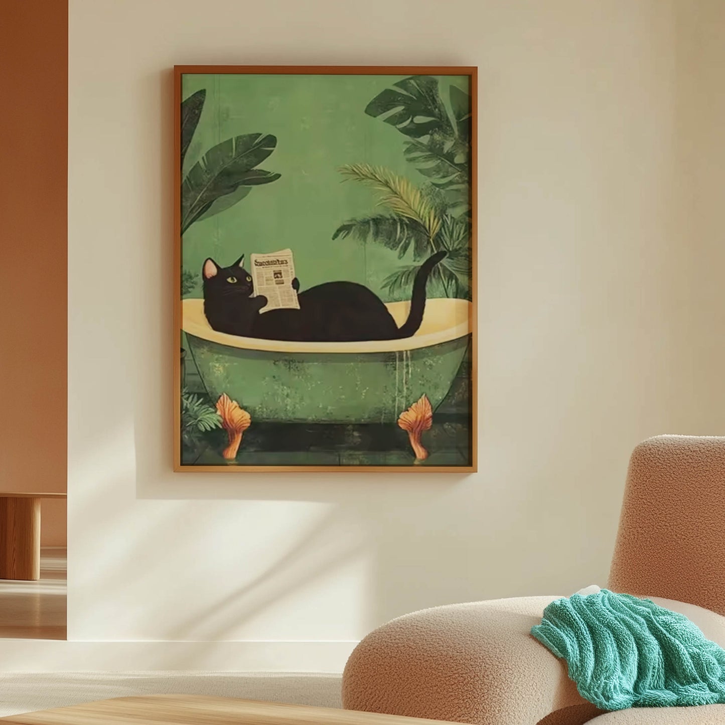Cat Reading in Tub