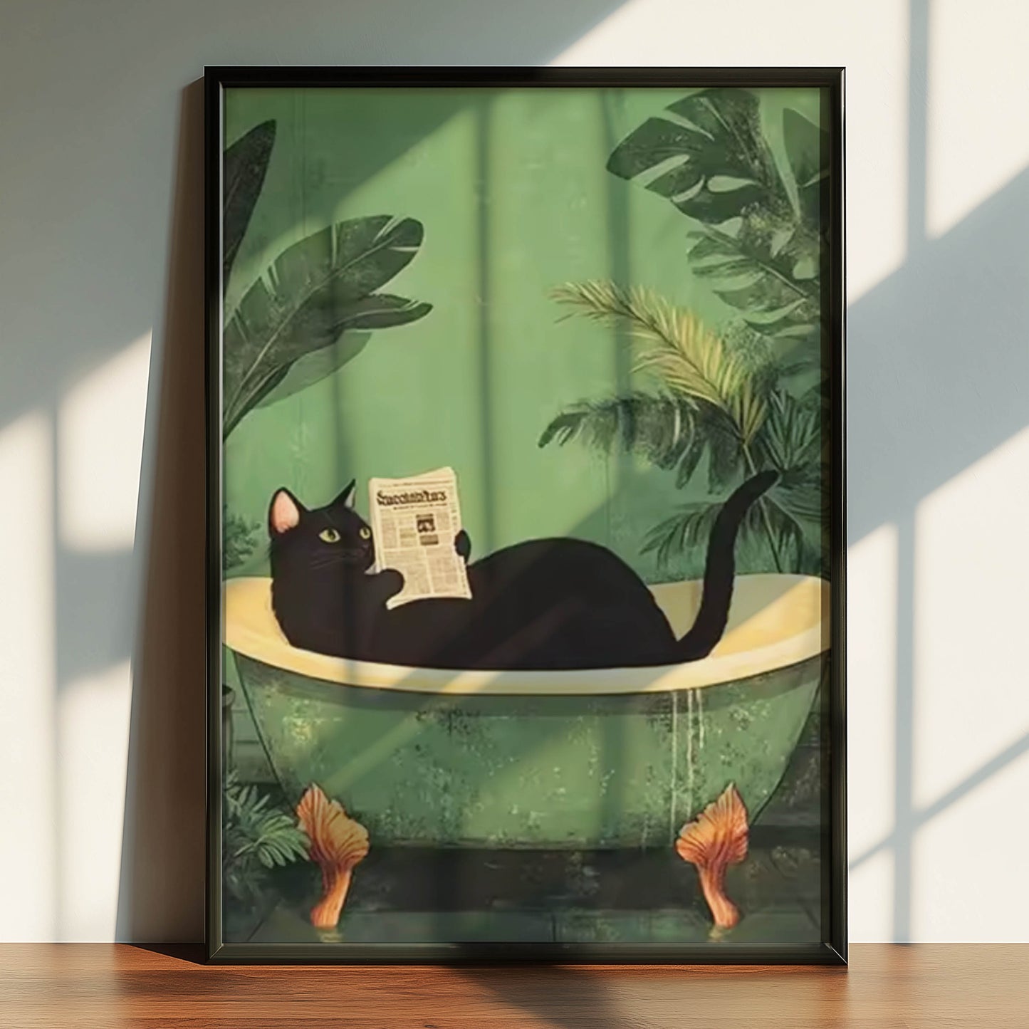 Cat Reading in Tub