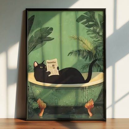 Cat Reading in Tub