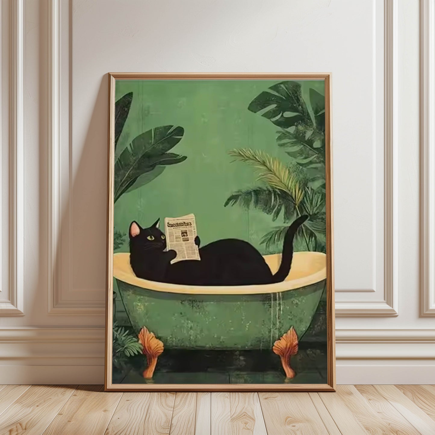 Cat Reading in Tub