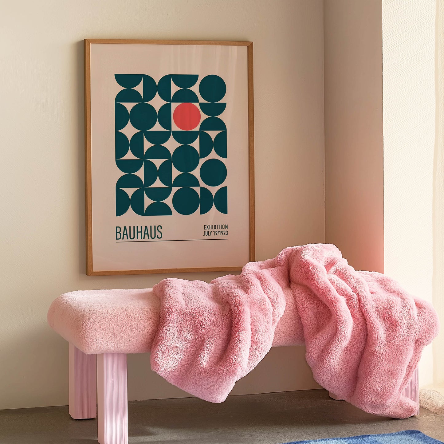 Bauhaus Exhibition Teal Semicircle Grid
