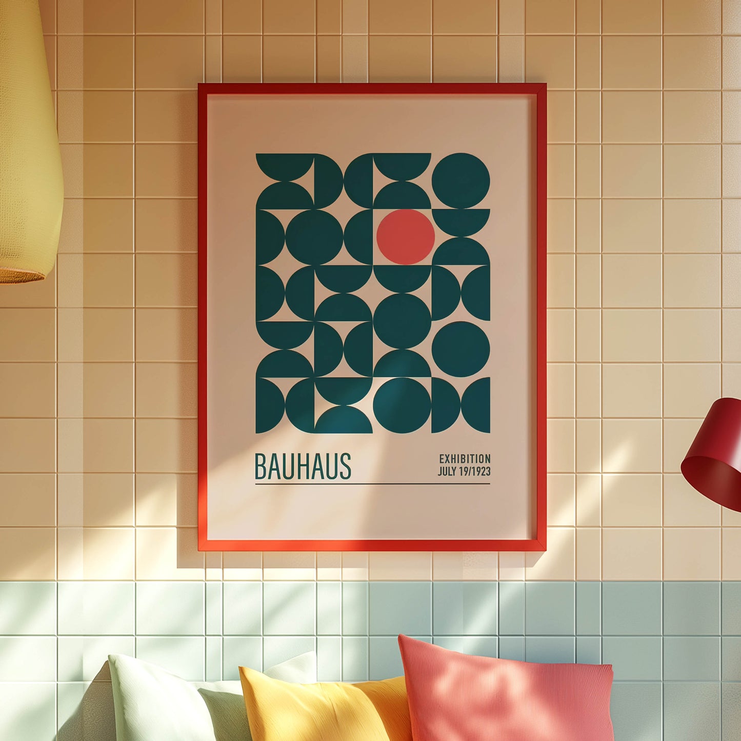 Bauhaus Exhibition Teal Semicircle Grid