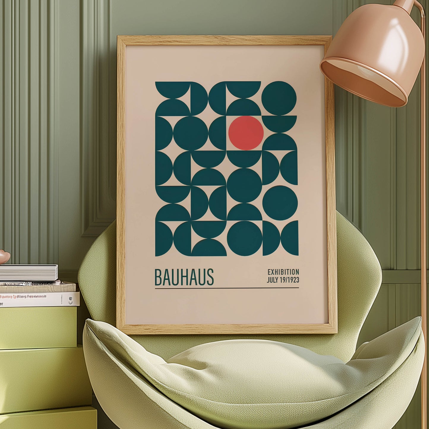 Bauhaus Exhibition Teal Semicircle Grid