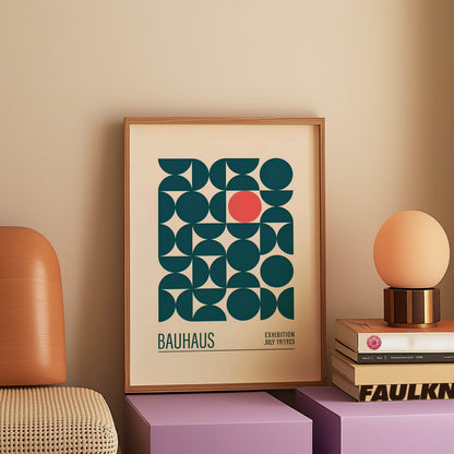 Bauhaus Exhibition Teal Semicircle Grid