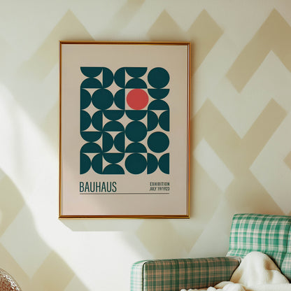 Bauhaus Exhibition Teal Semicircle Grid