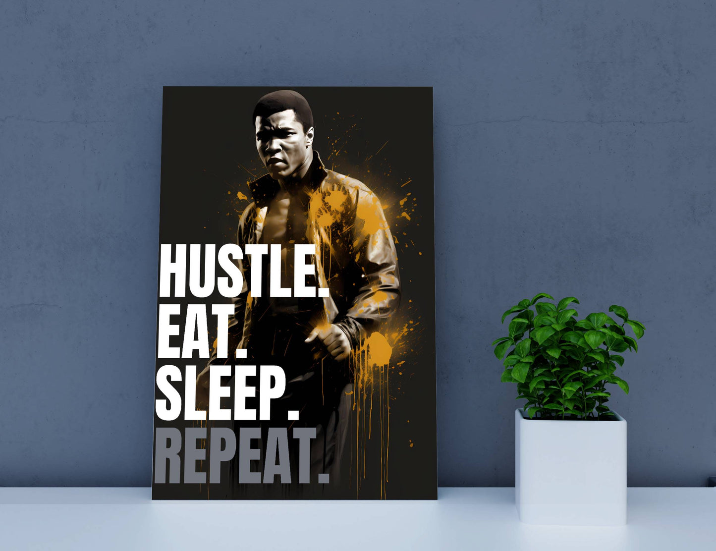 Hustle Muhammad Ali Motivational Wall Art - Front Angle 1