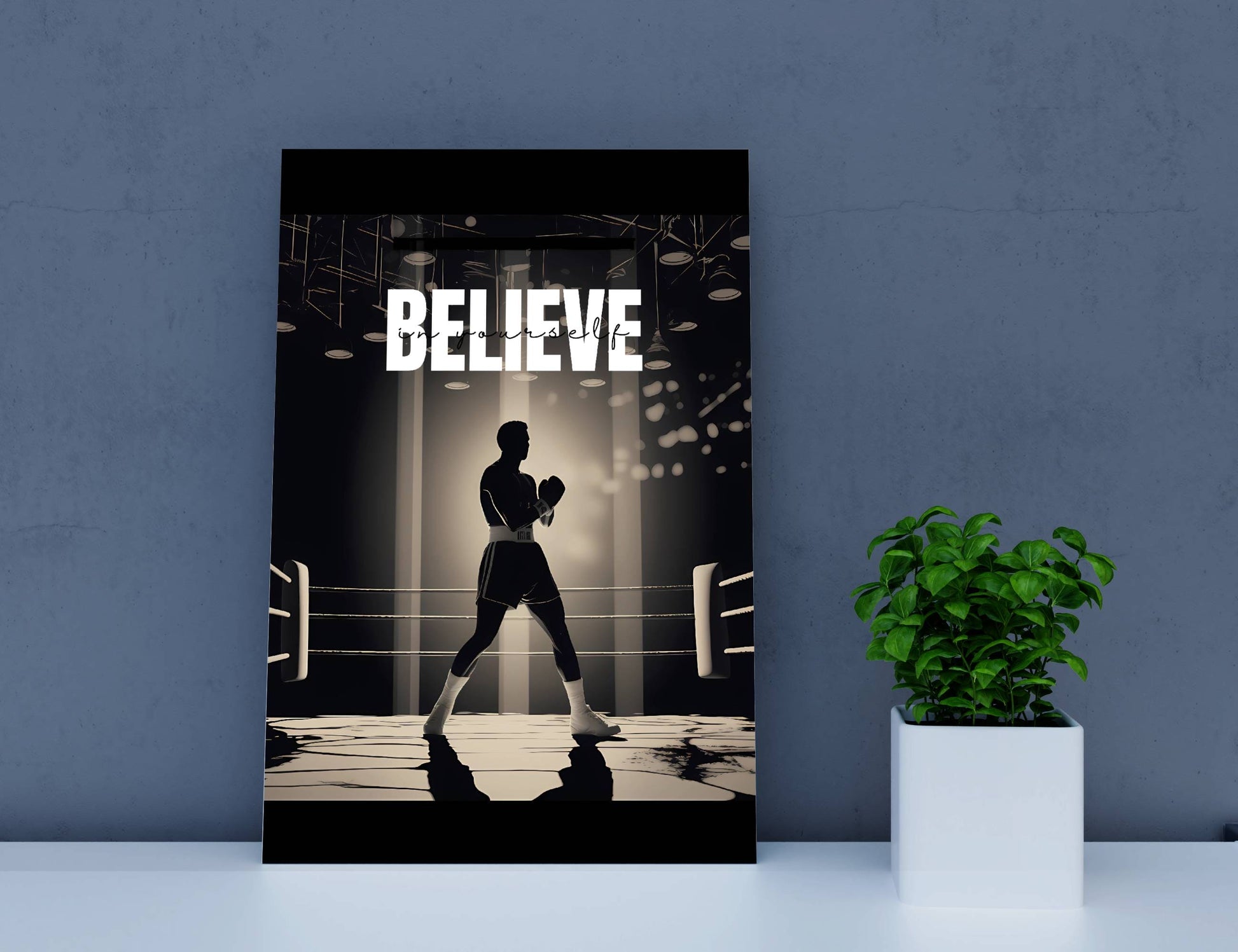 Empowered by Ali Motivational Wall Art of Muhammad Ali - Front angle 