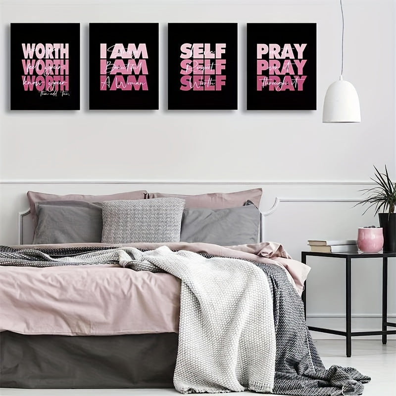 Feminine wall art prints with uplifting messages for positivity
