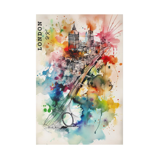 Dynamic London Watercolor Print - Matte Canvas