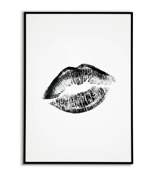 Kiss Mark printable wall art poster. Playful and romantic artwork.