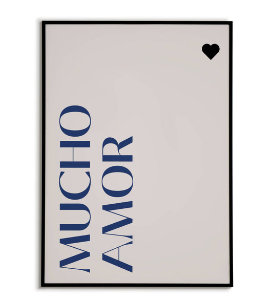 Mucho Amor (Lots of Love) printable wall art poster. Vibrant message in Spanish.