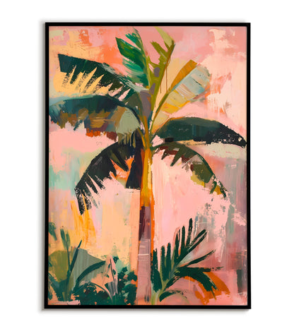 "Palm Tree In Muted Shades" printable tropical art poster.