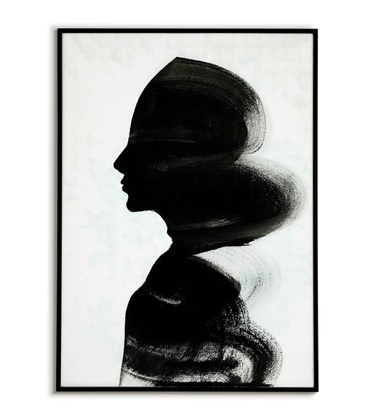 Woman Face Abstract Brush Print printable wall art poster. Expressive and dynamic artwork.